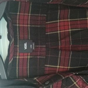 Boys Large Vans "Off The Wall" hooded button-down flannel